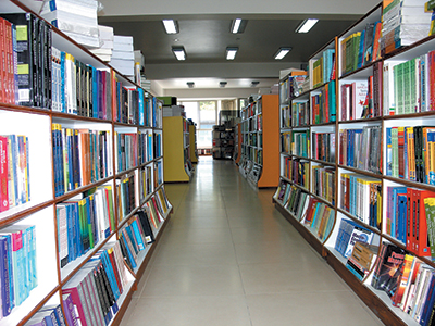 Floor 2 of Ekta Books showroom lined with academic and reference books
