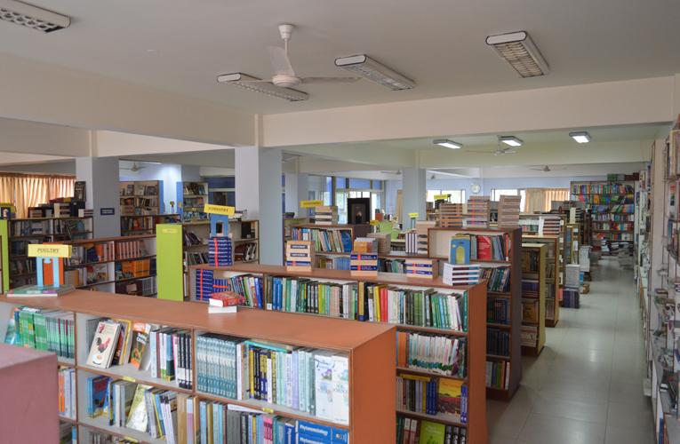 Interior view of Ekta Books showroom in Thapathali